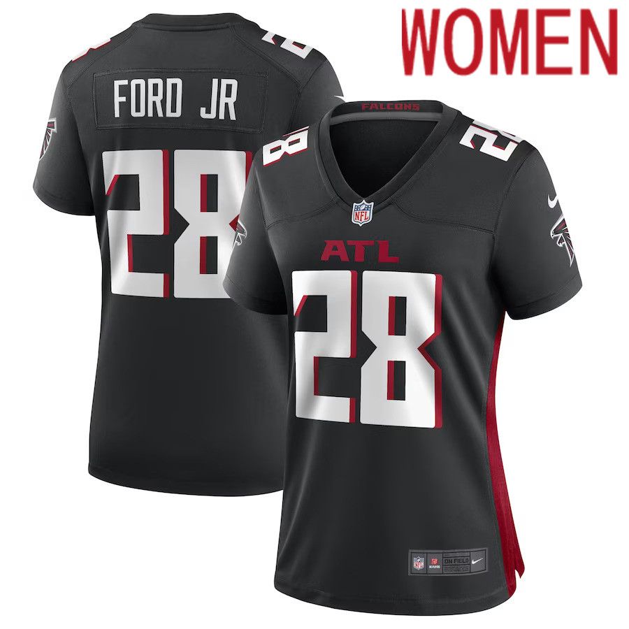 Women Atlanta Falcons 28 Mike Ford Nike Black Game Player NFL Jersey